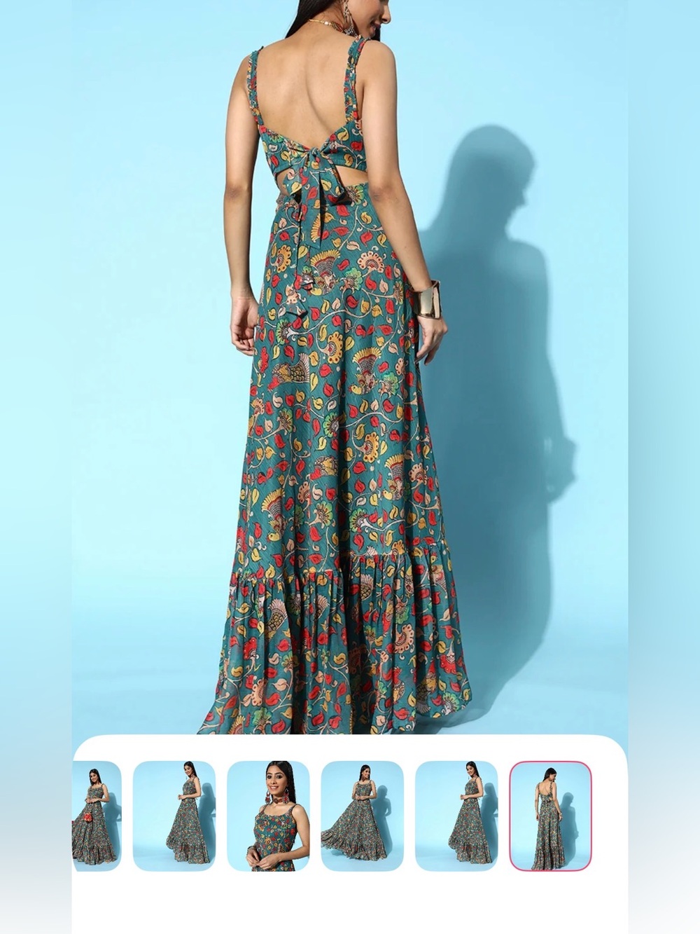 Floral Teal Maxi Skirt - Boho Printed Women’s dress